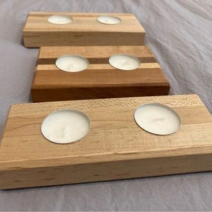 Handmade, Solid Hardwood Candle Holders. Tea Light Holders. Set of 3